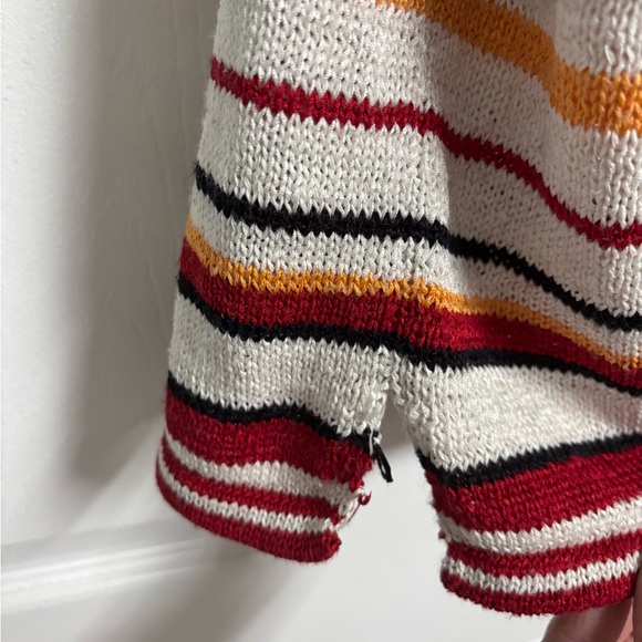 First Issue Liz Claiborne Striped Knit Sweater Tank Top Retro White Red Mustard - Picture 3 of 9